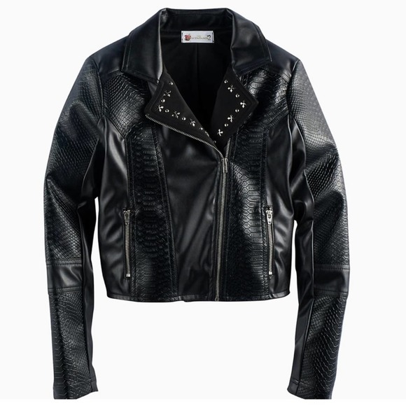Disney Other - Disney D-signed Descendants Girls Studded Textured Faux-Leather Jacket Medium